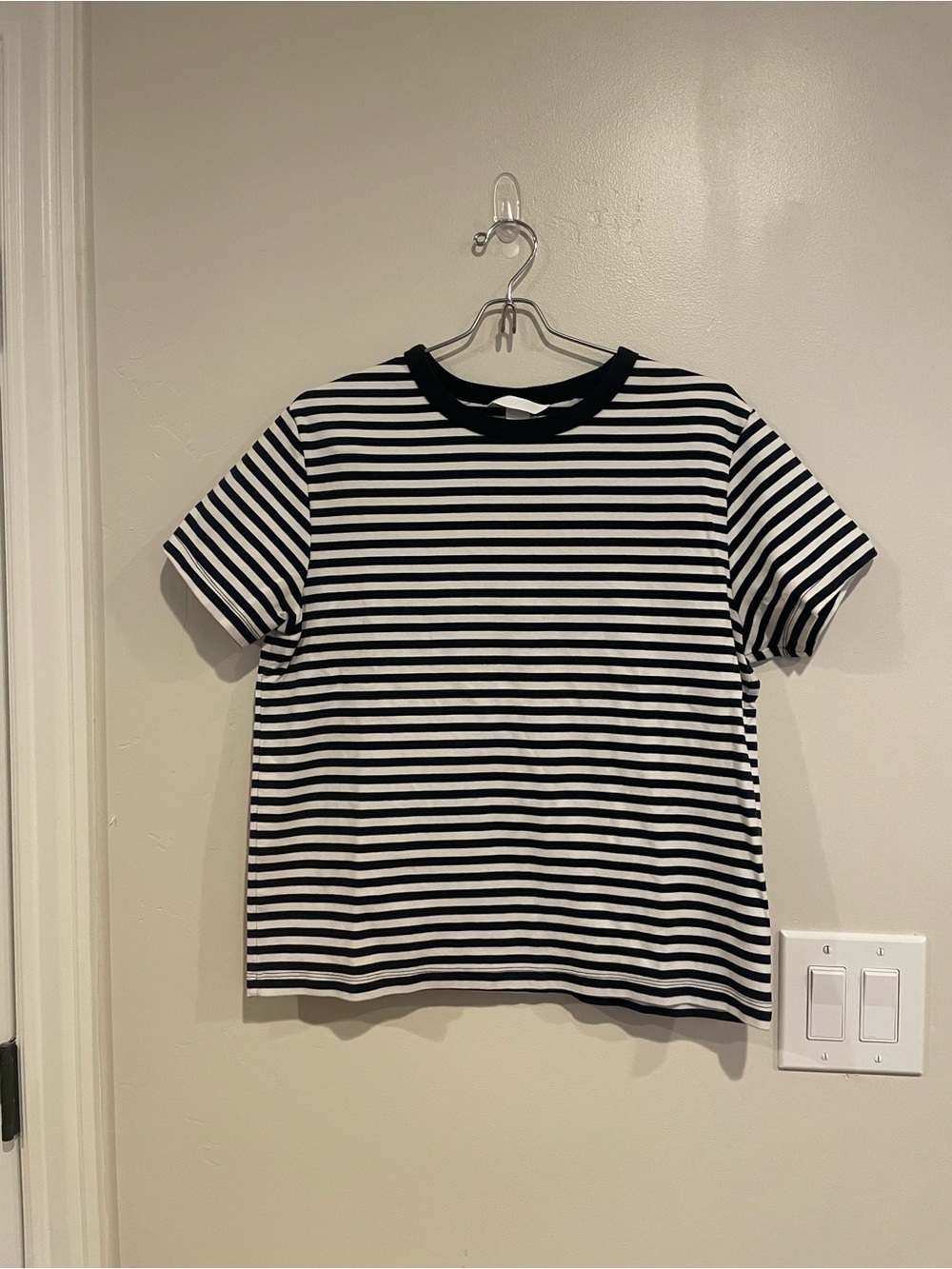 H&M Navy and White Striped Crew Tee